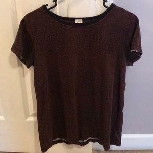 dark red & black leopard free people t-shirt